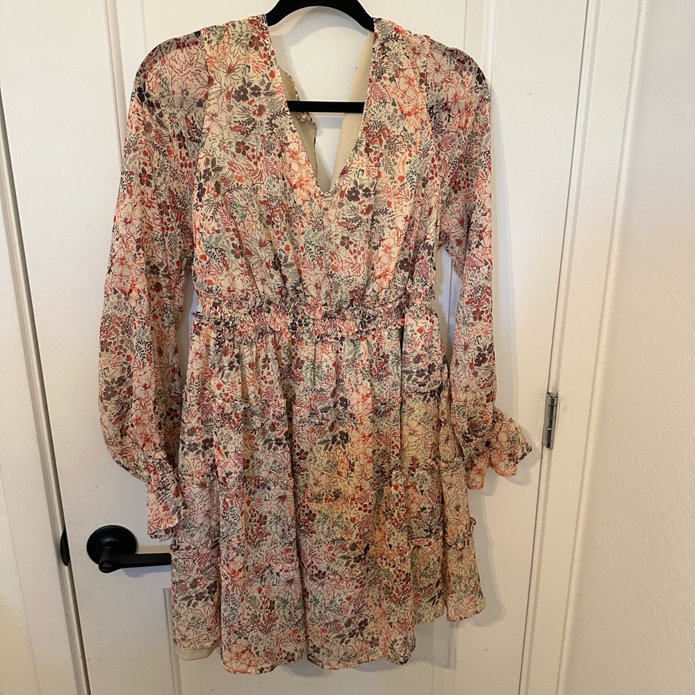 Torrid Multicolored Long Sleeve V-Neck Sundress